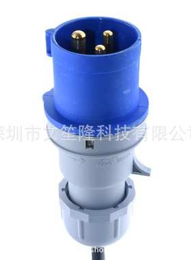 IEC309 316P6转欧规CEE7/7母座16A母座0.3米1.5平方蓝色工业插头