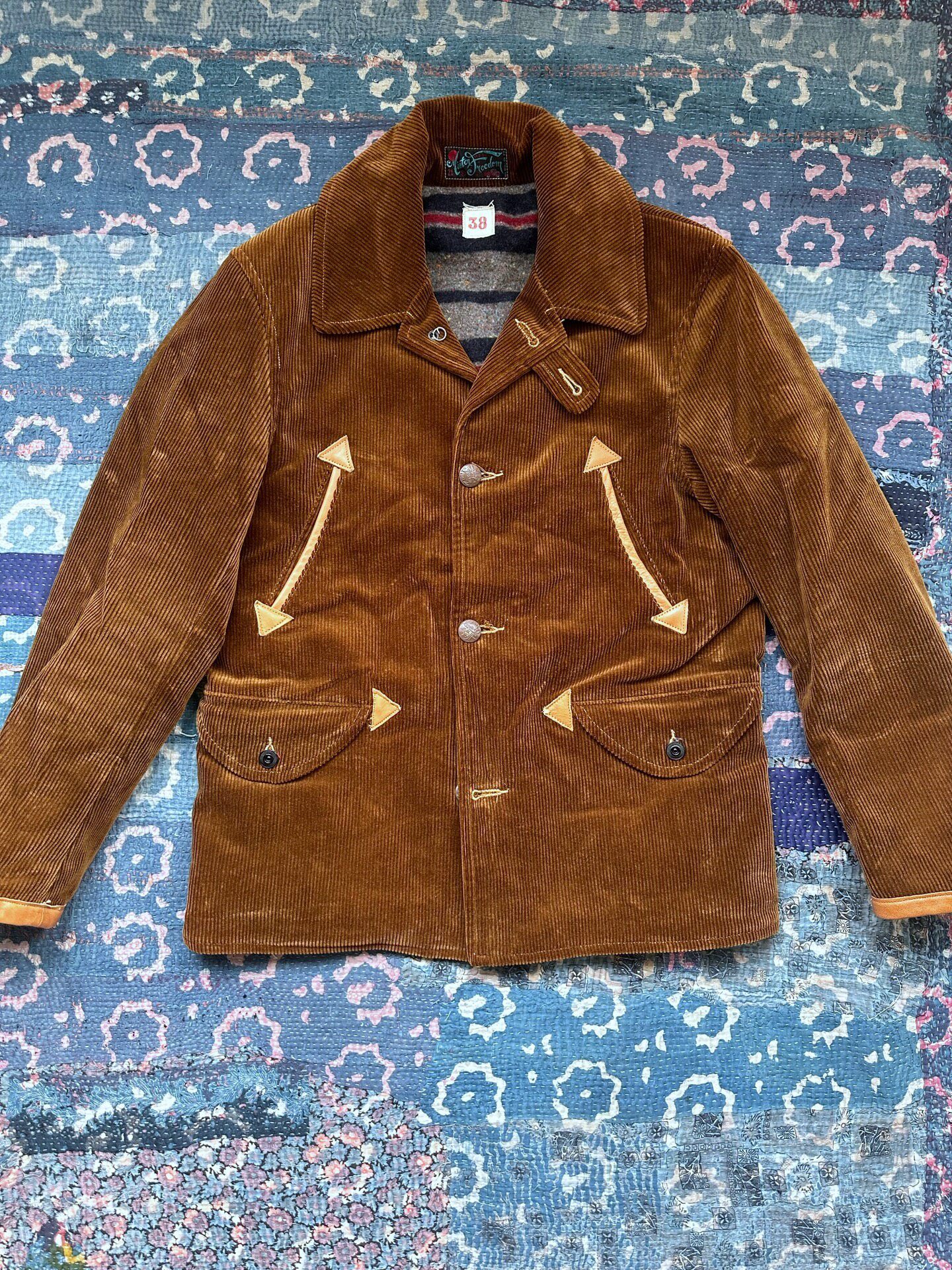 Mister Freedom Corduroy Leather Patch Hunting Coat — front