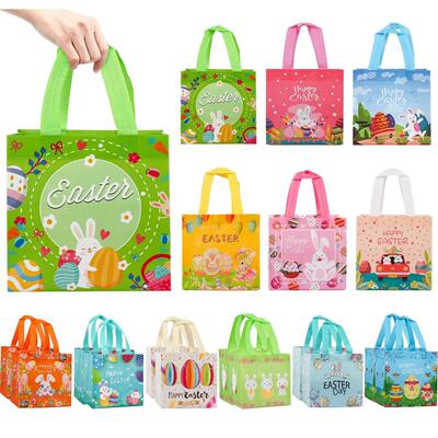 12/24pcs Easter Gift Bags with Handle,12 Styles Rabbit Bunny