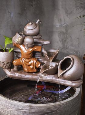 创意陶瓷流水器diy鱼缸循环水养鱼过滤器石槽流水喷泉水景摆件