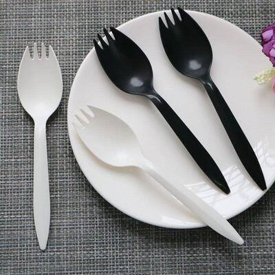 Plastic disposable fork spoon integrated fork spoon