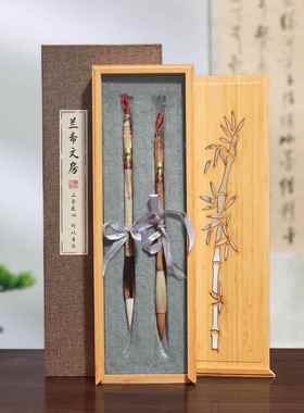 高档纯狼毫毛笔小楷兼毫羊笔毫专业级专用中号定中楷书初学套装国