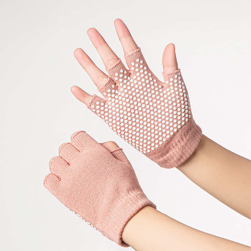 棉质半指瑜伽手套防滑弹力吸汗短款运动训练分指手套跨境一件代发