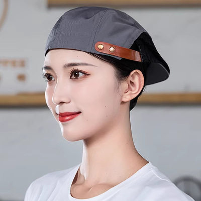 餐饮工作帽定制奶茶蛋糕店服务员厨房厨师帽子帆布贝雷帽防掉头发