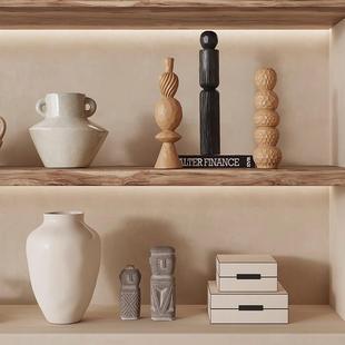 侘风大组合摆件陶瓷装柜饰代复原木古风HXC民宿酒店开放格书摆现