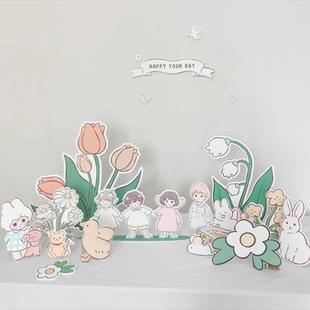 花仙子主题生日百日宴KT板立牌森系手绘风儿童派对装 饰道具