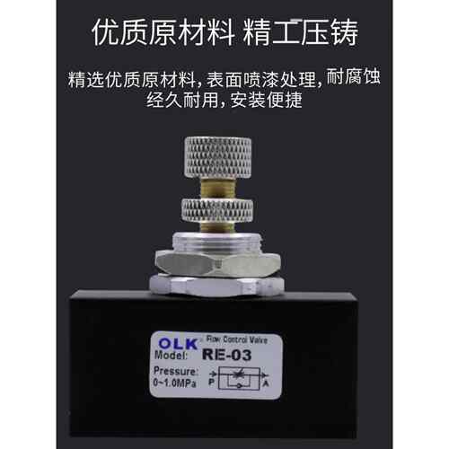 欧雷凯气动单向节流阀RE-02 RE-03R E-04流量控制阀流量调速阀OLK