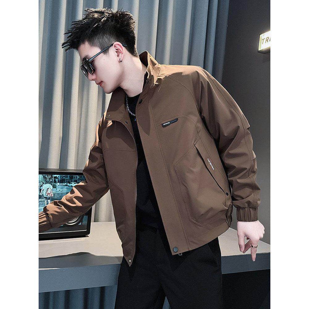 潮牌工装外套男春秋季痞帅立领夹克休闲上衣2026新款百搭男装外衣