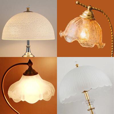 台灯灯罩欧式玻璃灯罩配件吊灯灯罩外壳E27灯座磨砂圆形灯具通用