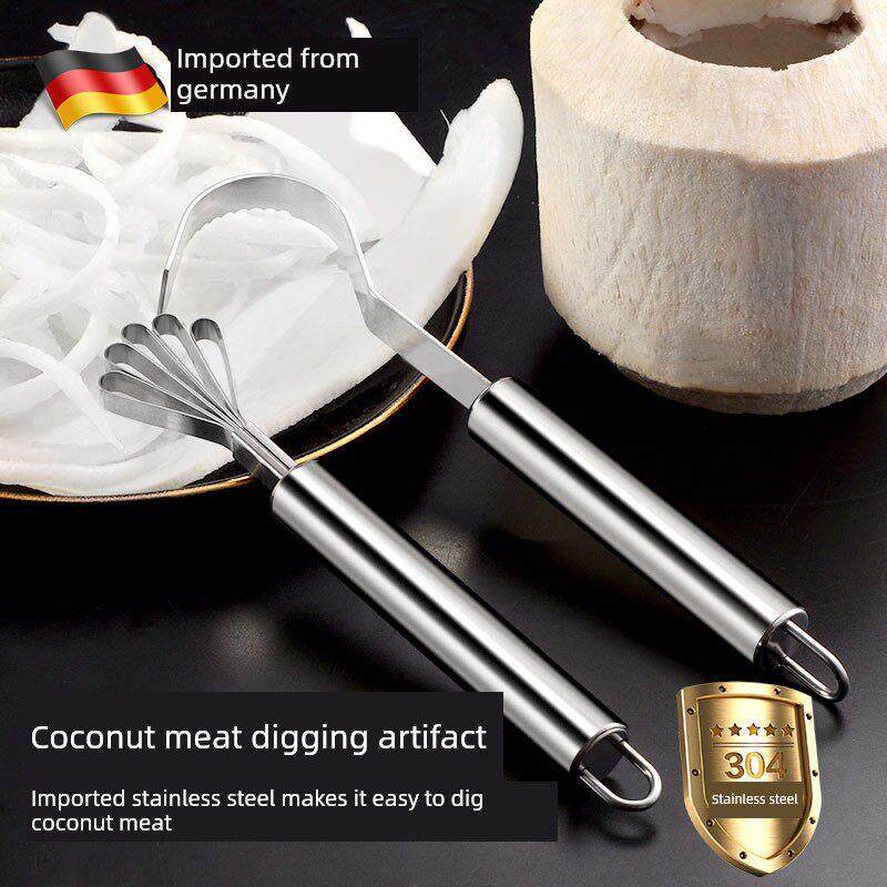 采购产品304不锈钢椰肉挖蛋工具,椰蛋开蛋工具,去肉刀,格栅刀