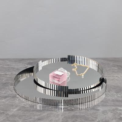 现代简约不规则金属皮革圆形香薰托盘置物盘摆件客厅软装家居饰品