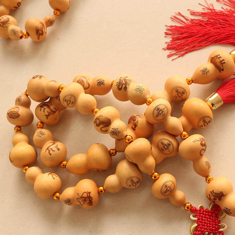 天然葫芦串十二生肖猴鸡挂件吉祥工艺品雕花烙画把玩文玩葫芦