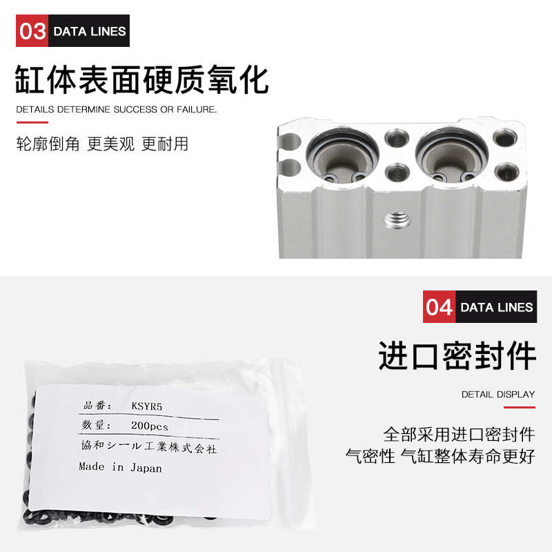 直线导轨气动滑台气缸HLQ/MXQ6/8/12/16/20-10-20-30-40-50-75