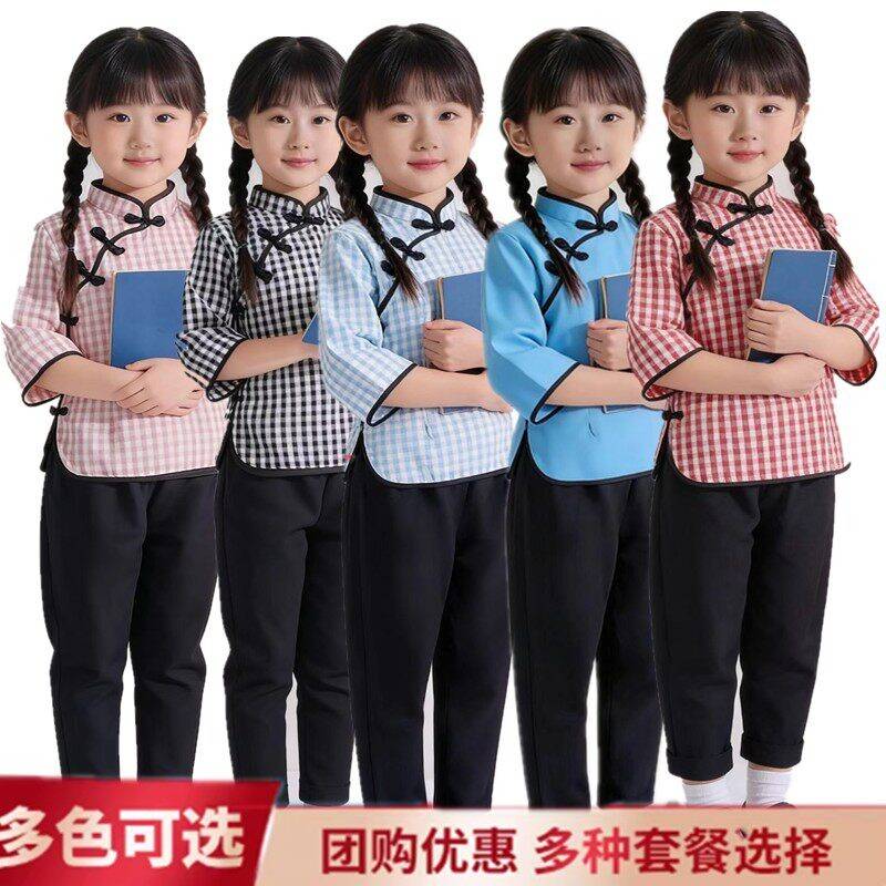 儿童民国风服装男女童朗诵大合唱演出服中山装五四青年装学生装女