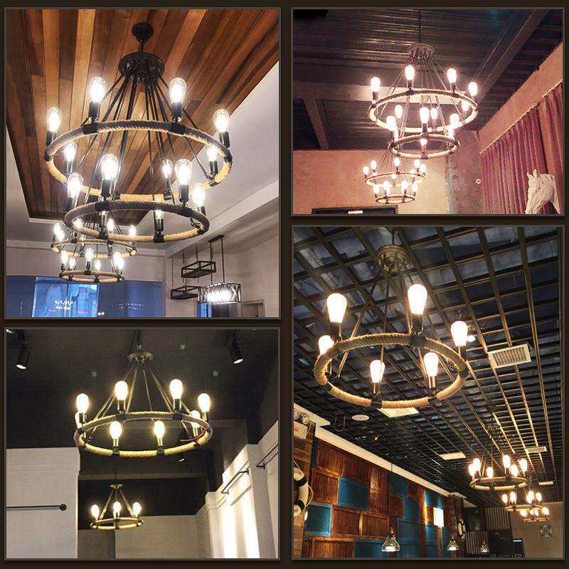 美式乡村麻绳吊灯餐厅酒吧咖啡厅创意奶茶店收银台吧台灯复古风