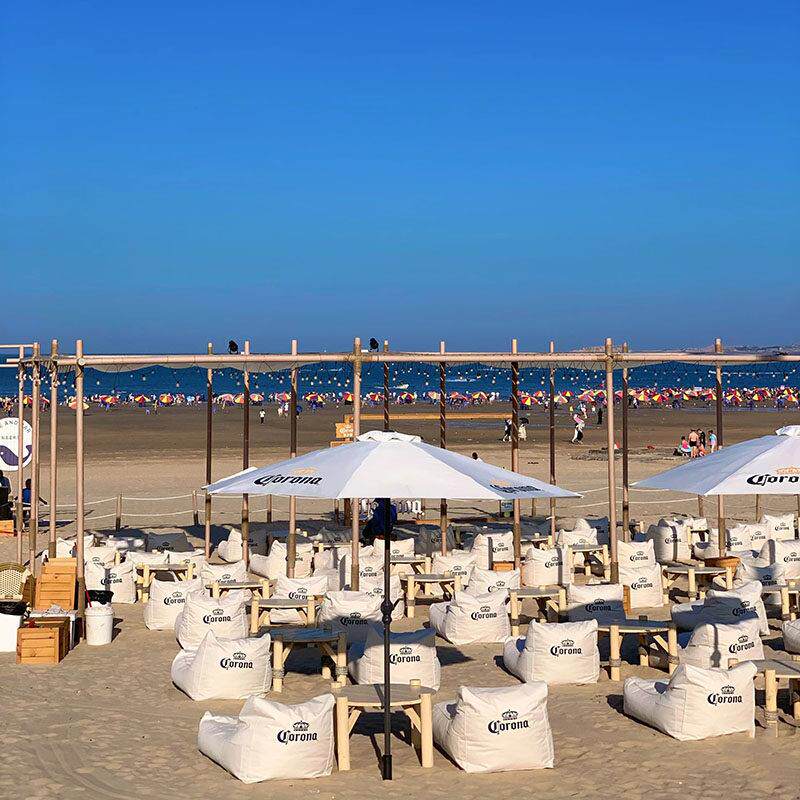 户外防水防晒懒人沙发桌遮阳伞套装沙滩酒吧可睡可躺豆袋可印LOGO