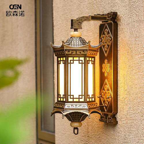 工厂现货供应新中式全铝户外防水仿云石别墅大门装饰照明LED壁灯