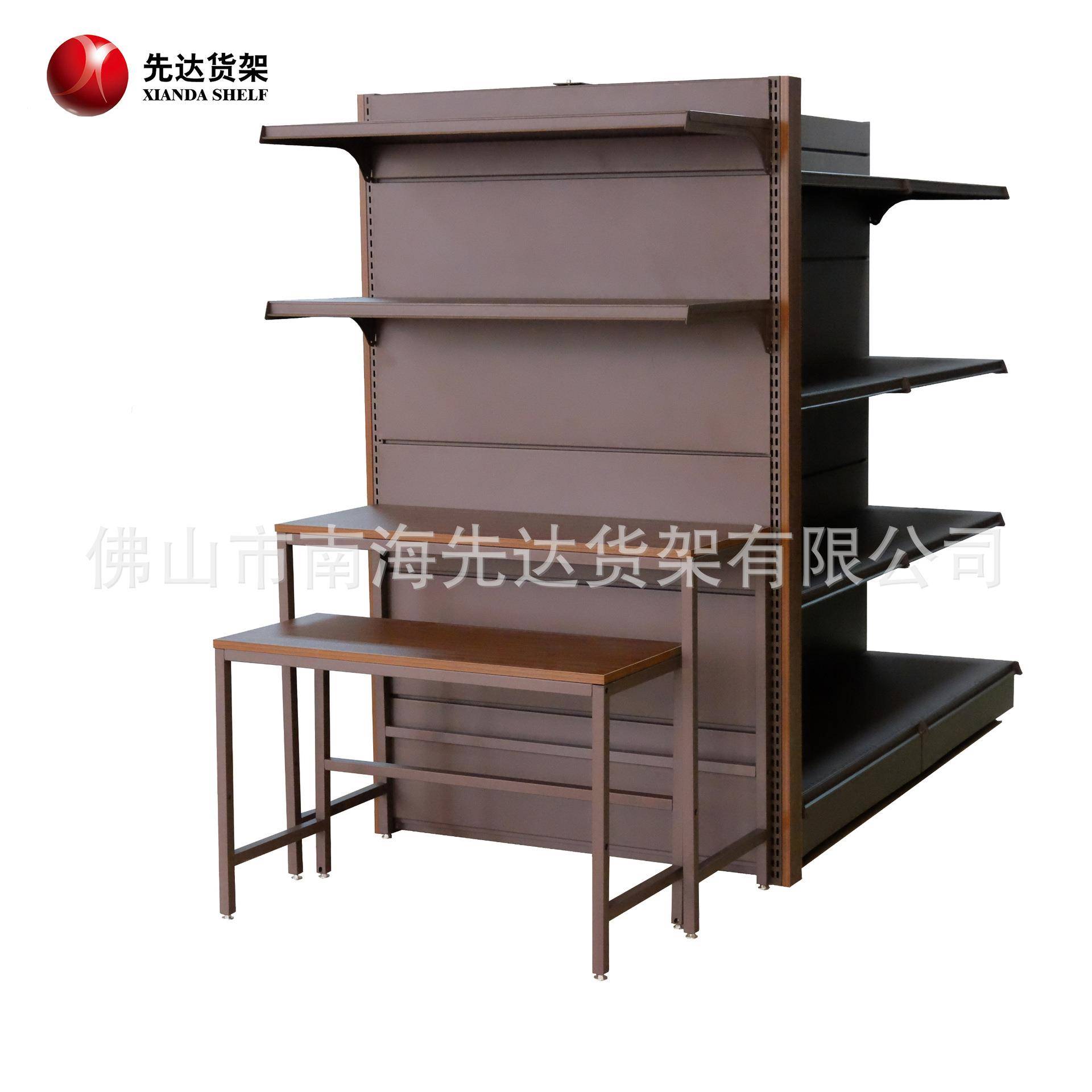 【厂家直销】超市|便利店|红酒架|高低钢木展示台货架|堆头架