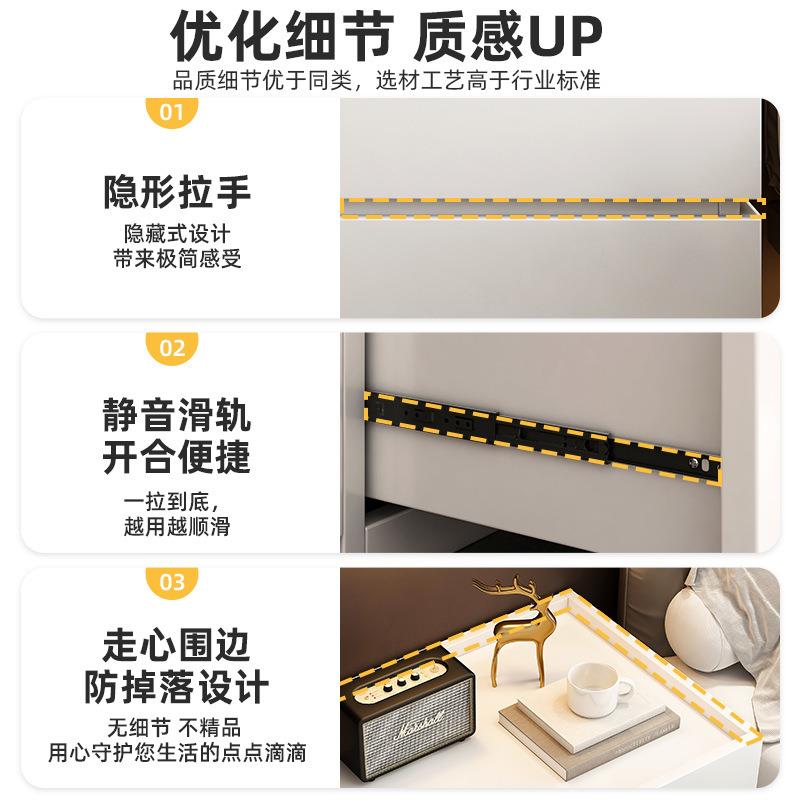 2025款卧室创意组轻合收纳储物柜现代简约床头柜新边NDN奢感床柜