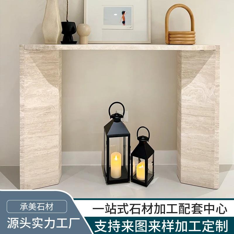 源头工厂洞石玄关架置物架天然大理石洞石玄关走廊商品房别墅酒店