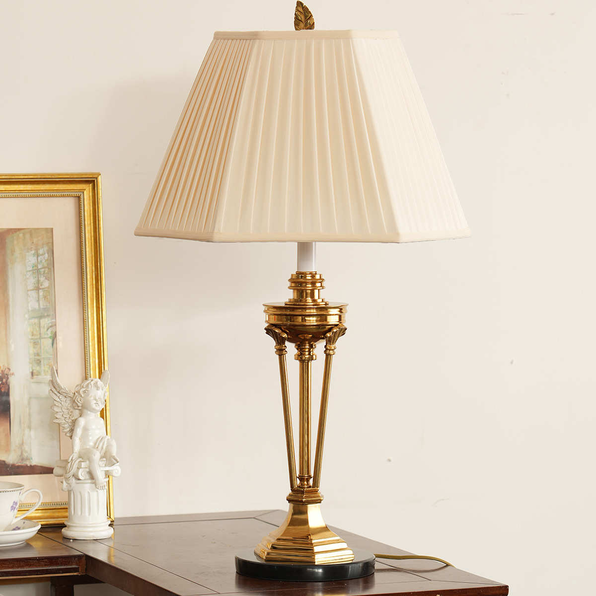 外贸美式复古黄铜台灯卧室床头灯欧式酒店客厅创意装饰全铜落地灯