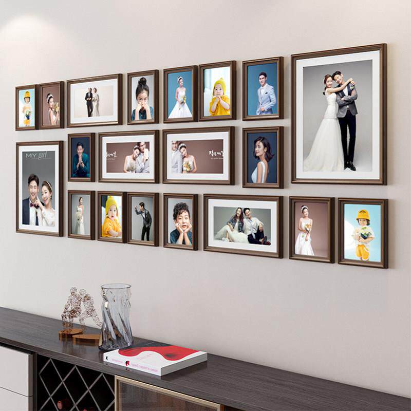 照片墙组合相框挂墙实木免打孔相簿装饰创意客厅公司展示墙背景墙