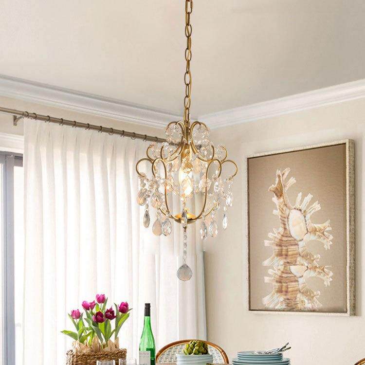 厂家美式乡村水晶灯法式餐厅入户门厅阳台吧台楼梯水晶小吊灯跨境