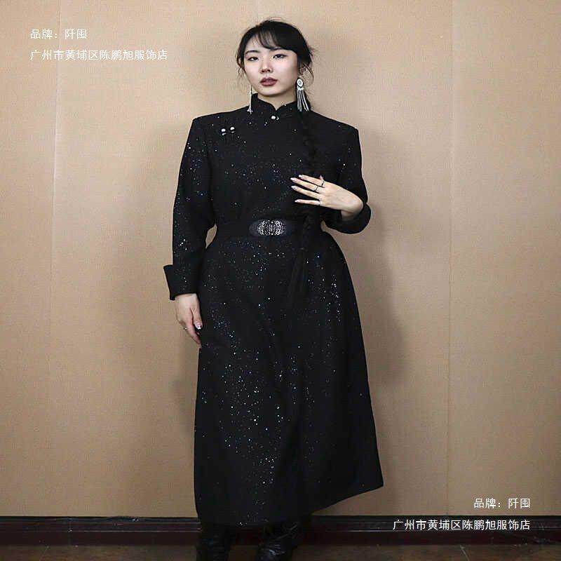 。蒙古袍女日常生活装蒙古服装女款服装蒙古演出服女工作服长款