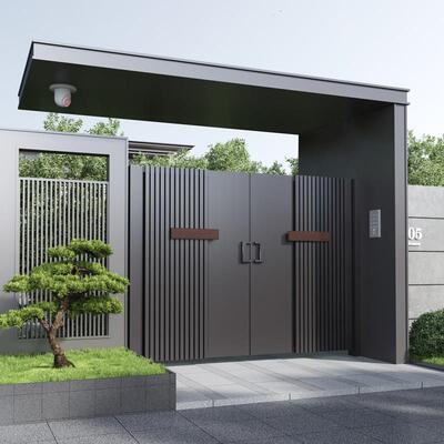 户外铝合金自动门头庭院别墅大门社区农村自建房院子双门不锈钢