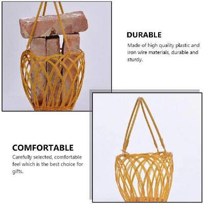2pcs Basket Rustic H woven Storage Container Plastic Iron