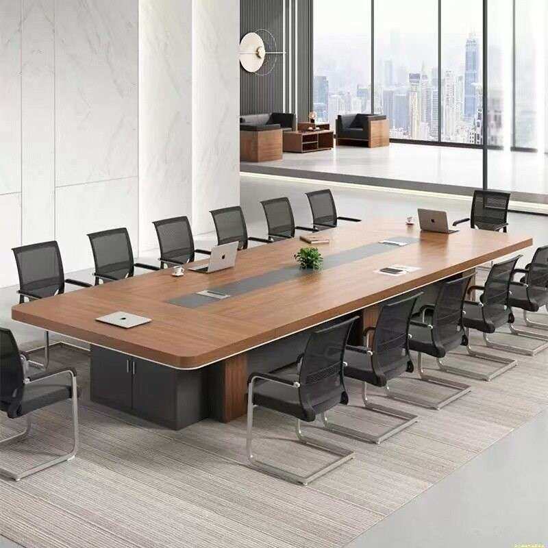 会议长桌现简约室开功会条桌带储公物柜子板式多能桌桌椅组合