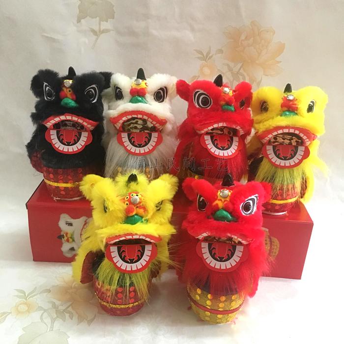 国潮小醒狮舞狮子狮鼓摆件狮头新年非遗特色工艺礼品商场店铺装饰