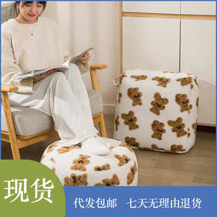 懒人沙发脚墩矮凳棉麻纯色刺绣榻榻米屁垫子 蒲团坐垫家用地上日式