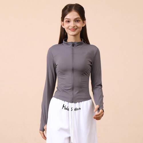 Sports jacket, women's fitness top, zipper, aerobics,