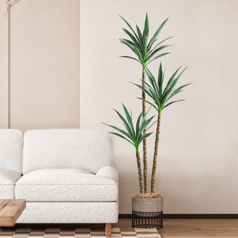 彷真绿色植物龙血树假植物盆栽剑麻铁树高端轻奢室内客厅落地装饰