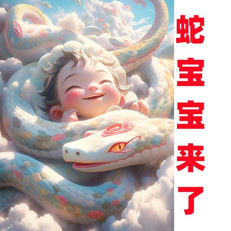 蛇宝宝海报娃娃照片龙凤可爱婴儿画报孕妇胎教图片墙贴女贴画年画