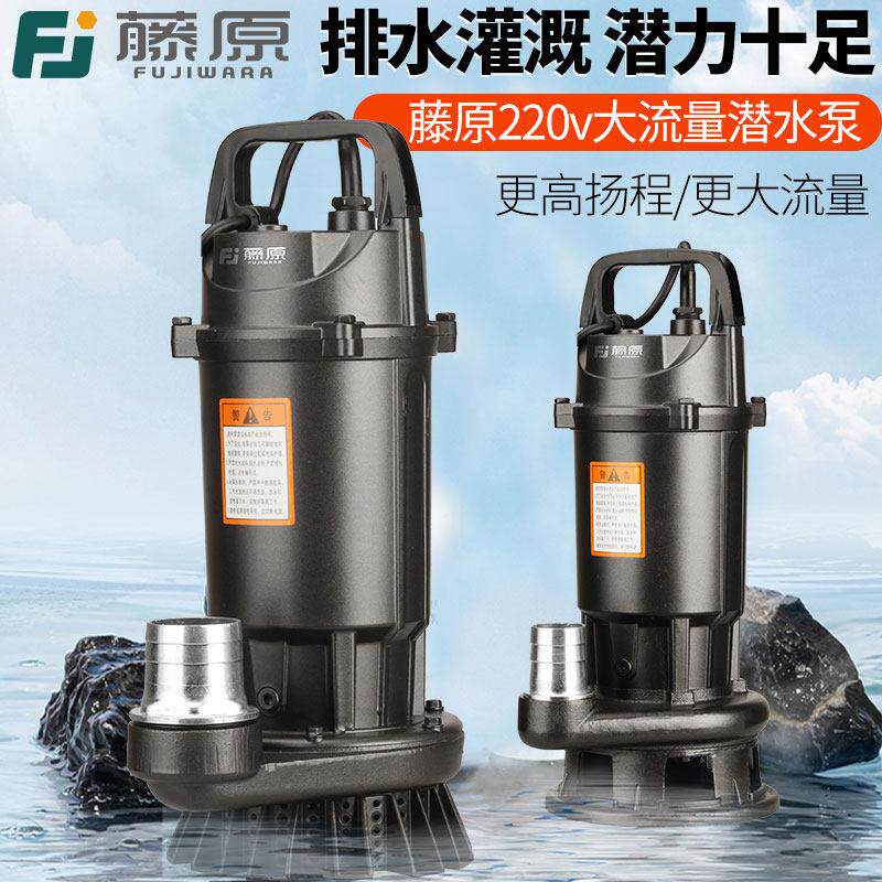 藤原潜水泵220V高扬程家用抽水泵大流量农用灌溉排抽水机污水泵