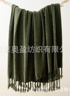 午睡毯沙沙发BTL19443盖毯雪尼单尔手工流苏盖毯纯色高克重发外毯