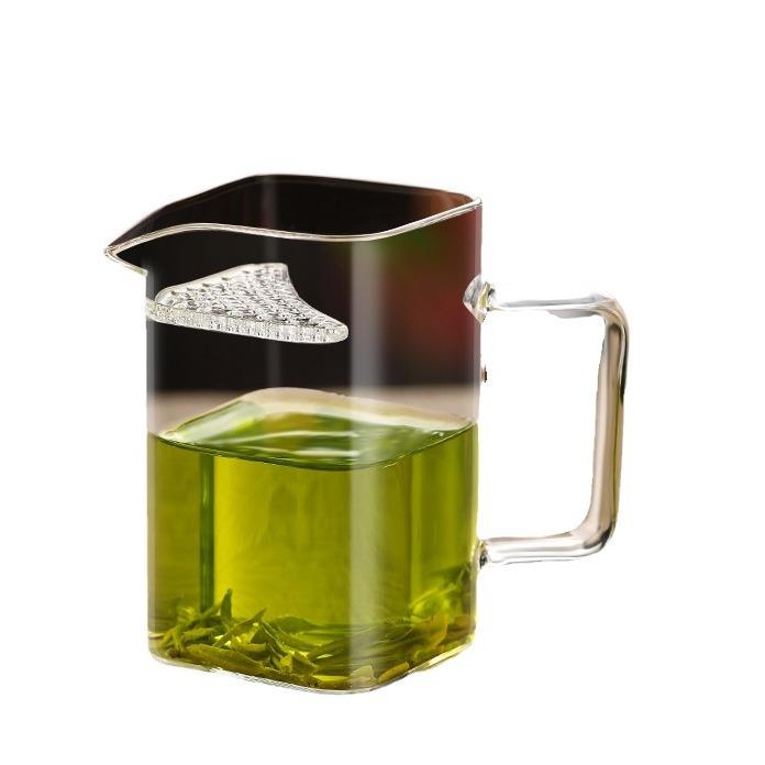 玻璃玻璃方形月牙加厚绿茶公道杯
