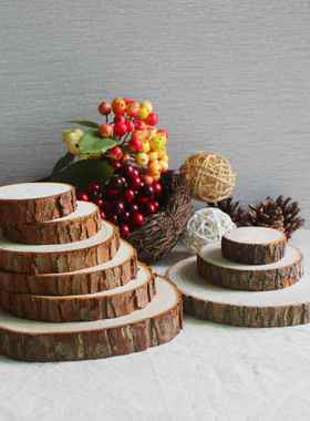 圆木片树桩片diy手工原木桩装饰底座底托手绘画材料幼儿园圆木桩