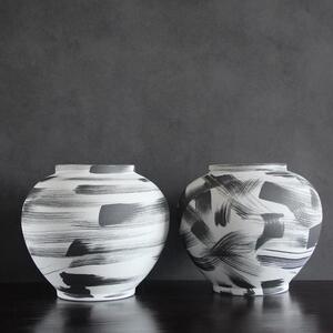新中式手绘水墨陶瓷花器摆件样板房间客厅玄关餐桌博古架陶瓷花瓶