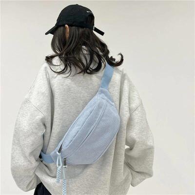 Women Waist Pack Large Capacity Corduroy Fanny Pack Street S