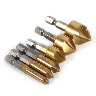 6pcs Chamfer Drill Bit HSS Chamfer Countersink 1/4 inch Hex