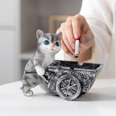 烟灰缸创意个性潮流防飞灰家用客厅可爱猫咪办公室防烟味树脂摆件