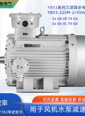 上海电机厂防爆电机YBX3-225M-2/45kW380/660VBT4二类防爆区域