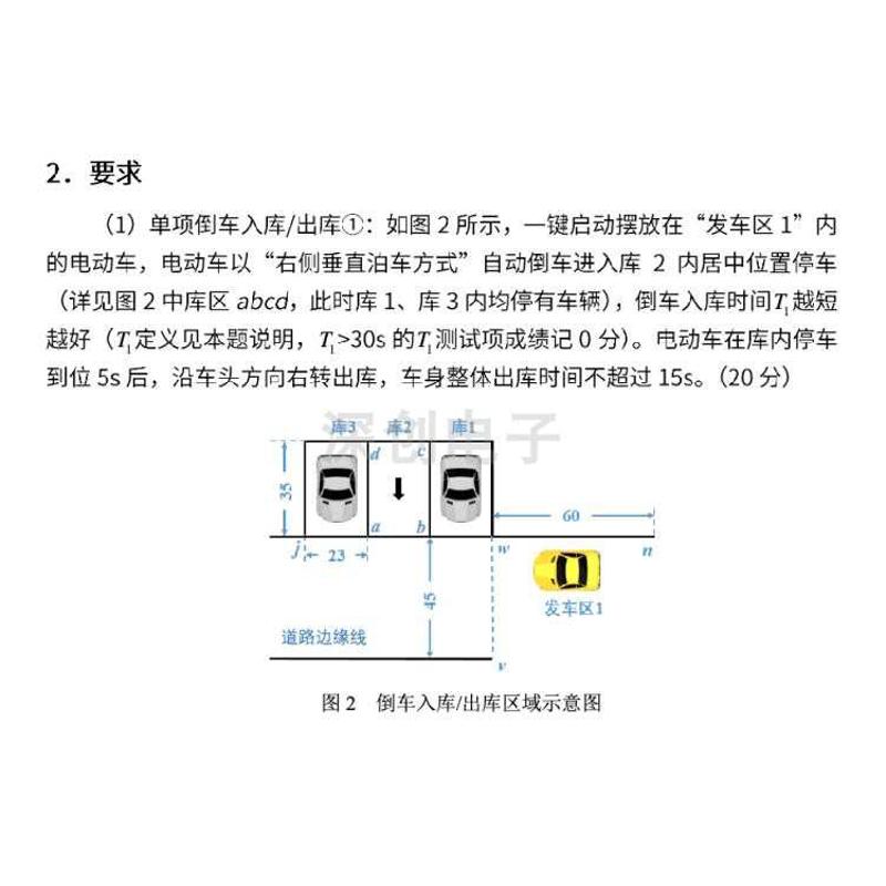 TI 杯 2022 年省级大学生电子设计竞赛 自动泊车功能电动车赛道