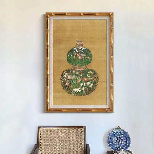 《葫芦花瓶》法式复古中国风玄关装饰画新中式中古客厅书房玄关壁