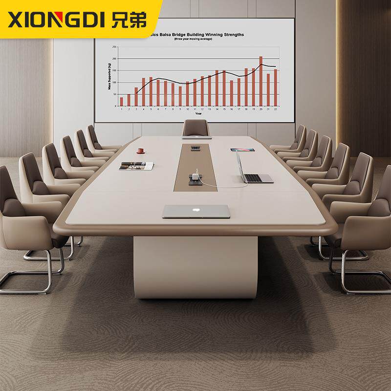 创意烤漆会室议桌桌长简约现代长条桌议时尚大中198型洽会谈桌椅