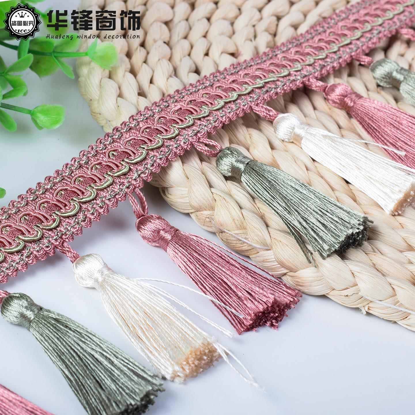 8cm宽边窗帘花边流苏吊穗水晶珠子17a198花料窗帘配件辅三色小波