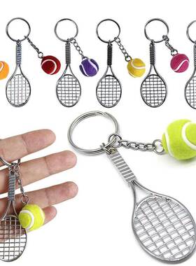 1pc Mini Tennis Racket Keychains Tennis Ball Key Rings